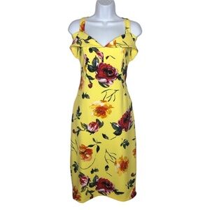 Joseph Ribkoff | Yellow Floral Flutter Midi Formal Dress